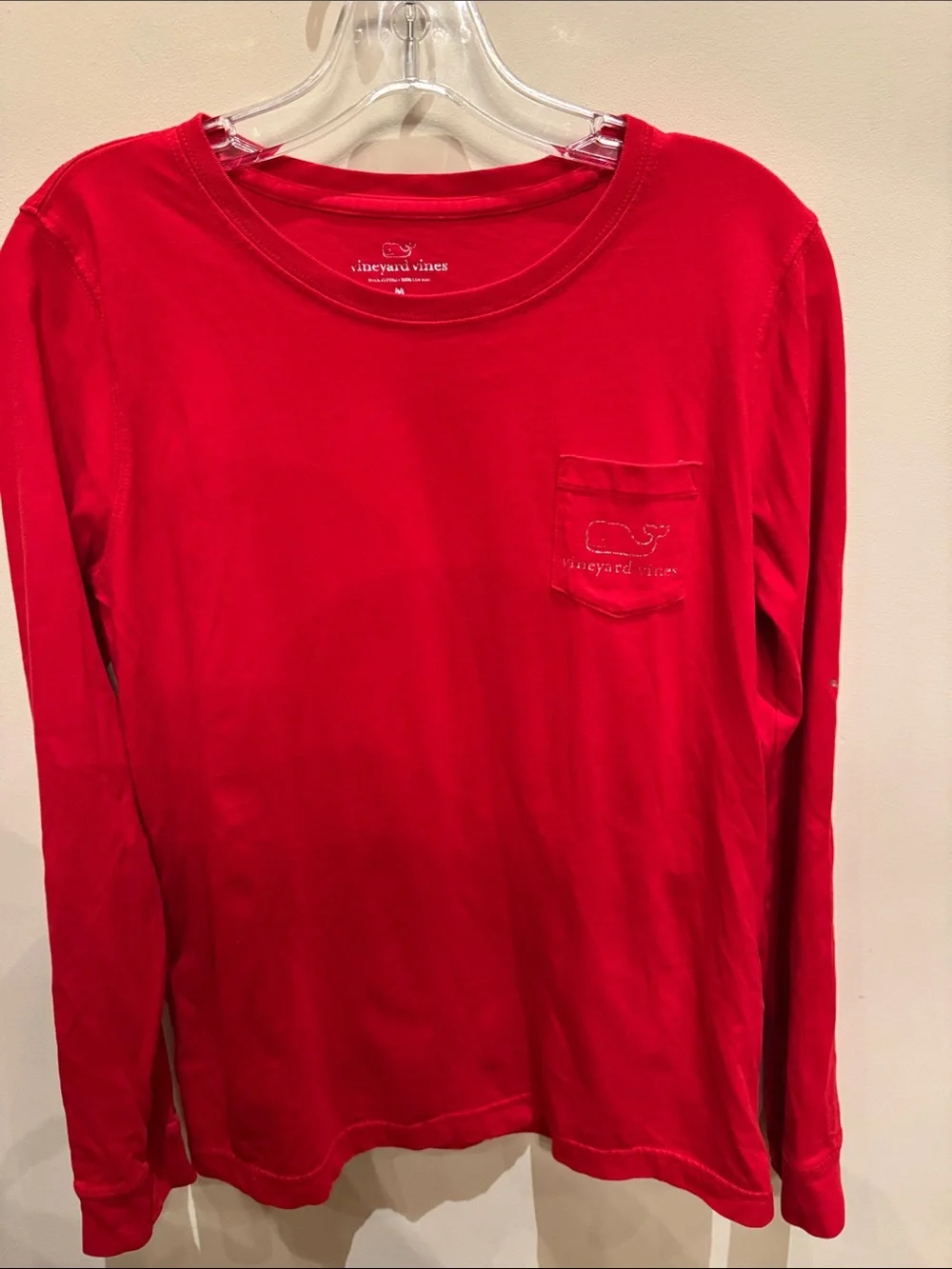 Vineyard Vines Red Kids' Long-Sleeve Pocket Tee